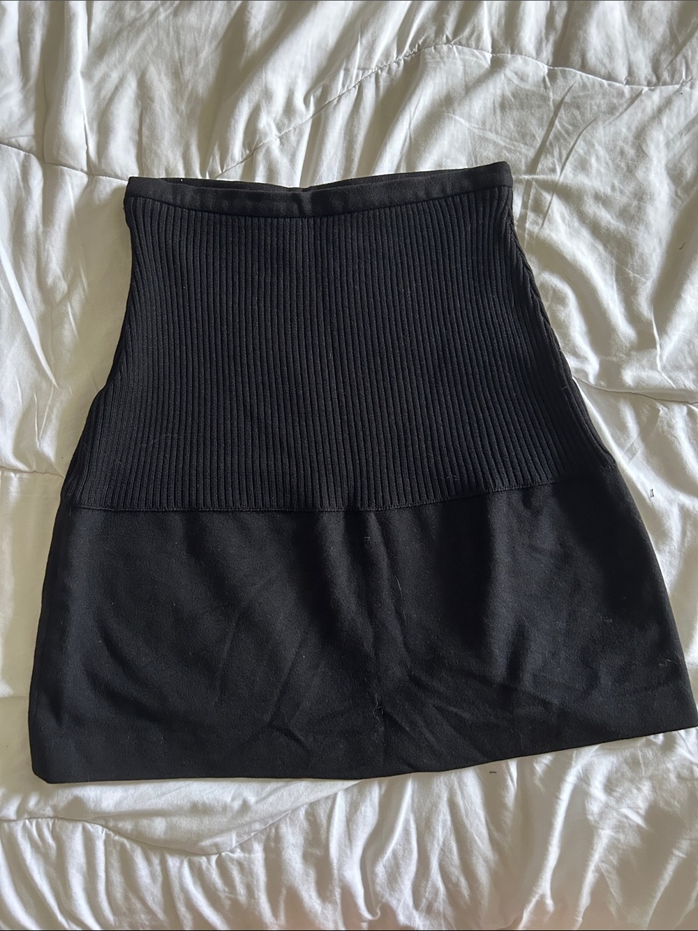 Prada Black Two-Texture Ribbed Mini Skirt - Picture 2 of 9